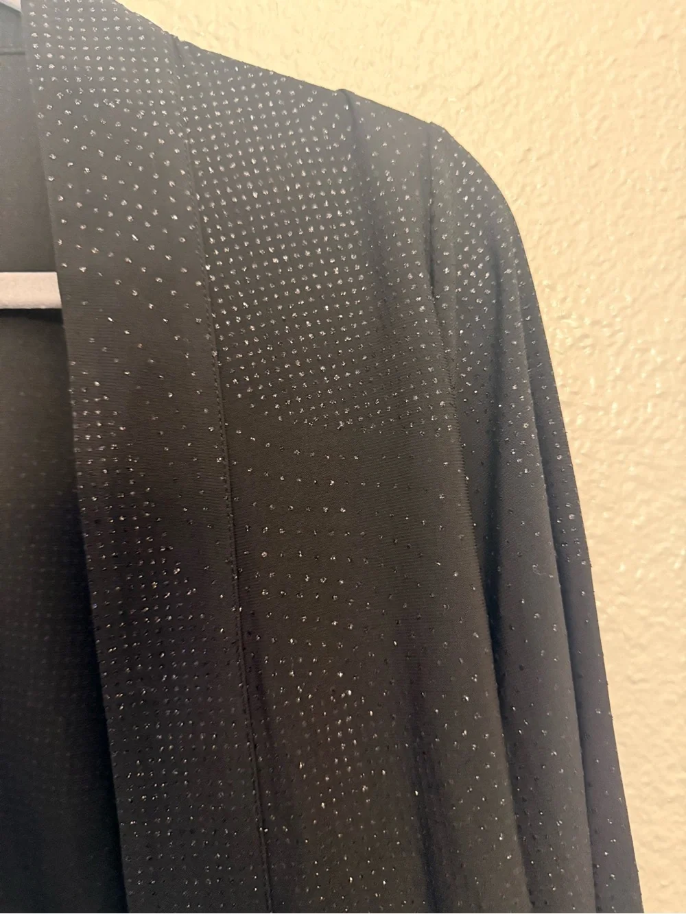 Black Draped Cropped Open-Front Jacket